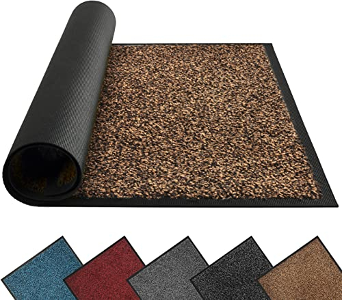 Mibao Outdoor Door Mat, 60 x 90 cm, Black Brown, Absorbent Entrance Mat, Indoor and Outdoor, Waterproof and Washable, Indoor Entrance Mat