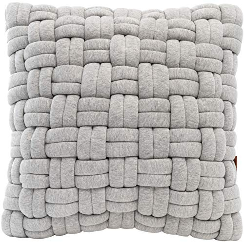 Miqio® Kissenhülle Trondheim |Kissenhülle 40x40 cm für Sofakissen und Dekokissen | Aus Wolle und Leder | Deko für Wohnzimmer, Schlafzimmer, Ostern