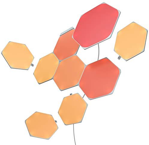 Nanoleaf Shapes Hexagon Starter Kit, 9 Smarten LED Panels RGBW - Modulare WLAN 16 Mio. Farben Wandleuchte Innen, Musik & Bildschirm Sync, Funktioniert mit Alexa Google Apple, für Deko & Gaming