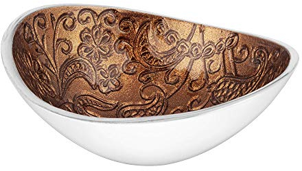Bitto Räucherschale Räuchergefäß JALINA Chocolate mit Paisleymuster Aluminium oval, 14,5 x 12 x 5 cm