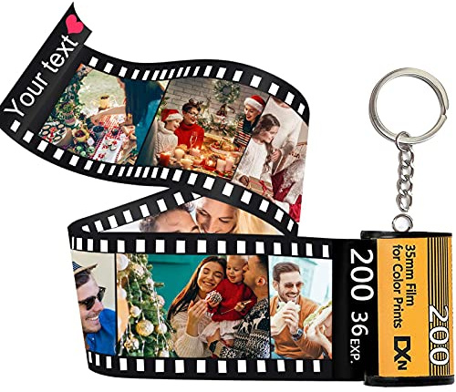 Personalisierte Benutzerdefinierte Kamera Filmrolle Foto Schlüsselbund Schlüsselanhänger,Individuell Key Chain mit Multi Foto Bunt,Einzigartiges Kreatives Geschenk Für Papa Mama Liebhaber Kinder