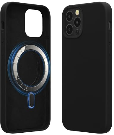 kwmobile Hülle kompatibel mit Apple iPhone 12 / iPhone 12 Pro Hülle - magnetisches Silikon Case kompatibel mit MagSafe - Cover gummiert Schwarz