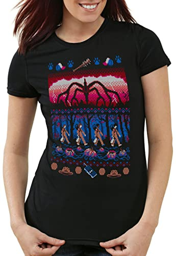 style3 Stranger Noël T-Shirt Femme Monster Elfie Dustin Pull de noël Ugly Sweater, Taille: