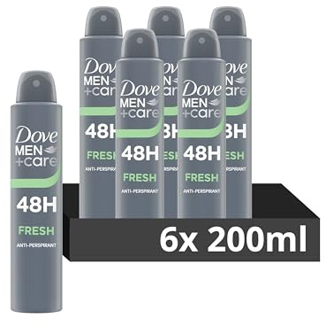 Dove Men+Care Fresh Anti-Perspirant Aerosol Deodorant Spray with ¼ moisturising cream for 48 hour sweat and odour protection 6x 200 ml