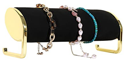 GemeShou Schwarz Sammetarmband-Lagerbehälter-Organisator, langer Stab-Uhr-Ausstellung-Ständer zum Verkauf, Halter für Frauen-Gelenk, Goldschmuck-Regal 【Langer Armband-Organisator - Schwarz】