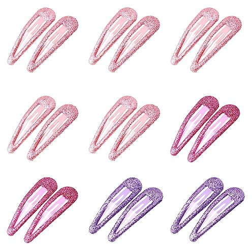 ZEVONDA Glitter Hair Snap Clips - Metall Hårklämmor Färgglada Glitter Paljett Hårklipp Barrettes Hår Styling Tillbehör för Småbarn Barn Flickor Kvinnor