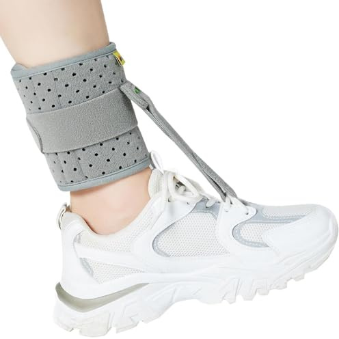 Tenbon Fußorthese für Fußheber Schwäche, Fußschiene für Fallfuß, Knöchelbandage für Fußheberparese, Schuhe heben, helfen Fuß anheben Leichter und Höher, für Links und Rechts (Grau)