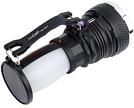 Lampe de Poche de Camping pour Lampe de Poche à Main de Charge Solaire extérieure Lampe Table De Chevet (Black, One Size)