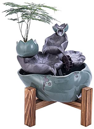 NZpost Fuente de Mesa Fuente de Agua de Mesa Interior escalonada de 13 Pulgadas, Agua Corriente Creativa, decoración de Porche, característica de Agua Interior