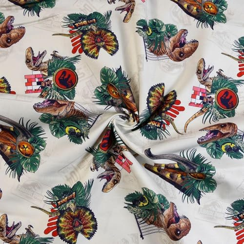 Craft Cotton Company 100 % Baumwolle, Jurassic Park, opulenter Dschungel, 110 cm breit, Kinder-Bastelstoff zum Quilten, Nähen; Verkauf pro 0,5 m (Dinosauria)