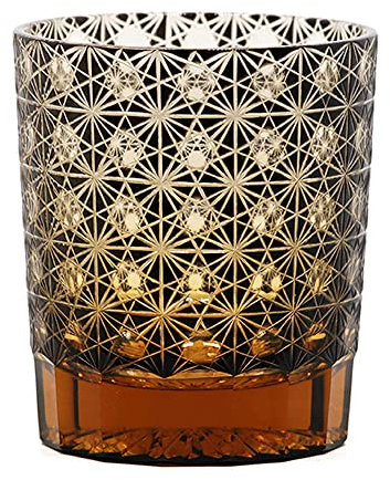 ArinkO Bicchiere da whisky inciso in cristallo di ispirazione giapponese, vetro trasparente, confezione regalo nera