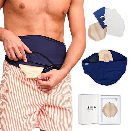 SIIL Stomagürtel Blau + Stomawache | RUNDUMSCHUTZ für Ihre Stomabeutel | Ileostomie- und Kolostomiebeutelabdeckungen | (XXX-L)