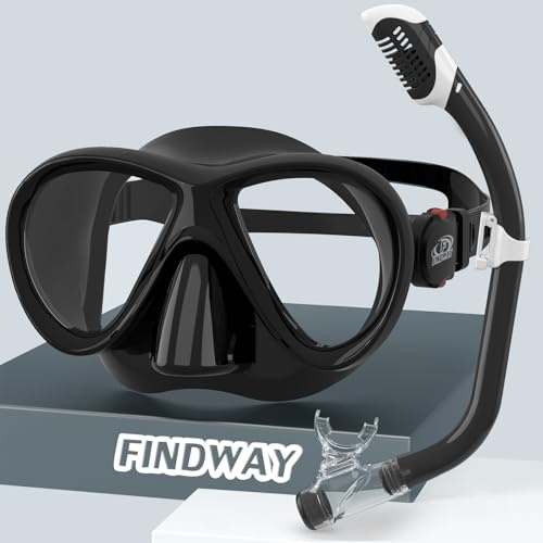 Findway Taucherbrille Kinder, Schwimmbrille Kinder für Jungen Mädchen,Schnorchelmaske Kinder 180°Panorama Verstellbares Silikonband Anti-Leck Tauchmaske Kinder für 3-14 Jahre