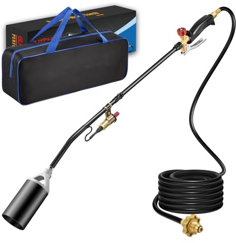 ARTFLAMM Portable Propane Torch Weed Burner Kit with Storage Bag, High Output BTUs Weed Torch with 10 FT Hose, Self Igniter Weed Flame Torch for Campfires,Roofing,Melting Snow and Ice,Road Marking