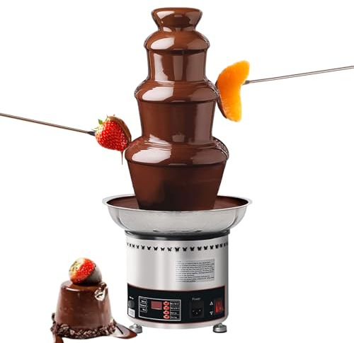 KELUNIS Fuente De Chocolate Eléctrica Fuente De Fondue De Chocolate De 4 Niveles Torre De Fondue De Chocolate Caliente para Dulces De Chocolate, Rancho Y Queso Nacho