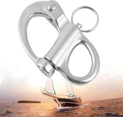 Grillete de acero inoxidable para yates, buceo y kayaks, liberación rápida, multiusos (96 mm)
