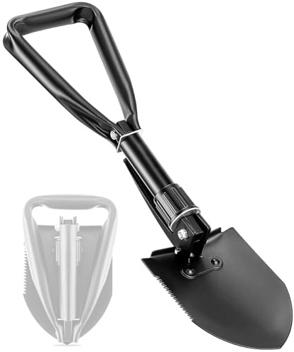 Camping Shovel, 18.5'' Lightweight Digging Shovel Portable Ergonomic High Carbon Steel Folding Shovel for All Occasions Outdoor Camping Hiking Garden Emergency