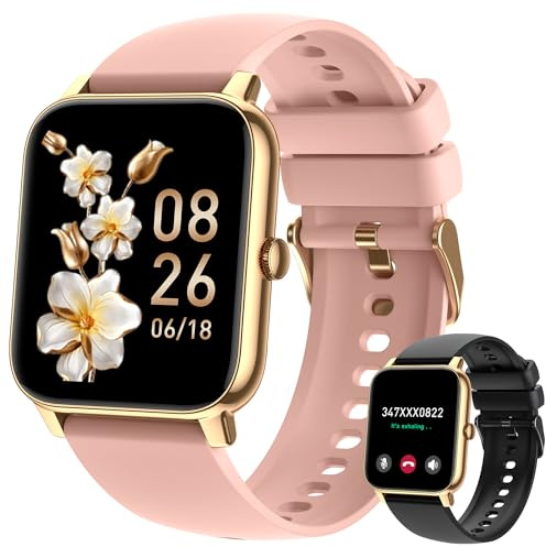 Smartwatch Damen Fitnessuhr Armbanduhr mit Telefonfunktion: Wasserdicht Fitness tracker Herren Bluetooth Anruf Smart Watch mit Herzfrequenz Schlafmonitor Schrittzähler Sportuhr Uhren für Android iOS
