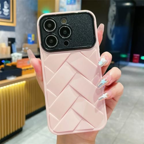 HUUMAGIC Custodia morbida in silicone colorato con lente protettiva per finestra grande di lusso per iPhone 15 14 Pro Max 13 12 11 Plus Cover, rosa, per iPhone 12 Mini