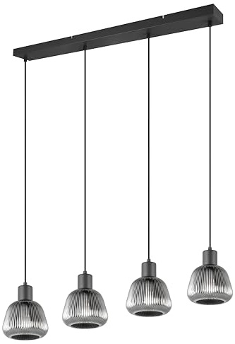 Trio Leuchten Pendelleuchte Tarifa 362800432, Metall Schwarz matt, Glas Chrom bedampft, exkl. 4x E27
