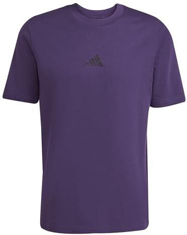 adidas Men's Essentials Small Logo Single Jersey TEE, Aurora Plum/Black, XL