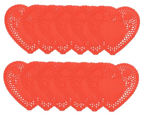 TINEASUR 100blätter Mini Herz Papier Deckchen Lebensmittelechtes Deko Hochzeiten Valentinstag Und Feste Romantische Tischdekoration