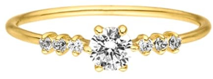 Whoiy Bandring Gold 585 Damen, Eheringe Verlobungsringe 14 Karat Echtgold mit Moissanit Zart Trauring für Frauen Gr. 57 (18.1)