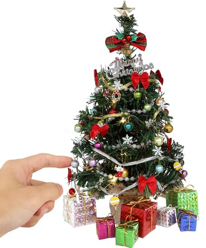 iLAND Tisch-Weihnachtsbaum, 12 Zoll großer Weihnachtsbaum für den Schreibtisch, Mini-Zubehör im Maßstab 1:6/1:12, Kleiner Weihnachtsbaum für den Tisch