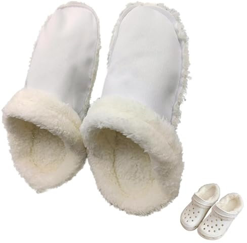 Tsathoggua Einlagen für Crocs Clogs, Futter Herausnehmbar Schuh Innen, Felleinsatz für Crocs, Warm Liner Clogs, Futter For Crocss für Den Winter, Einsatz Schuheinlagen Sohle Warm (Weiß, 40-41)