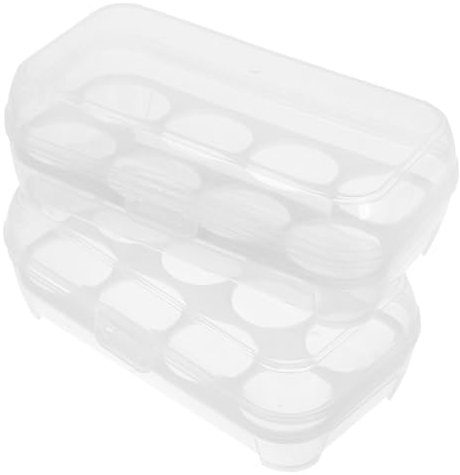 KICHOUSE 2piezas Caja Para Guardar Huevos Transparente Con Tapa Portátil y Apilable Para Nevera y Encimera Hecha De Plástico Resistente