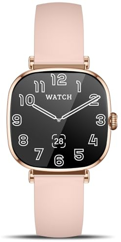 Marsyu Reloj Inteligente Mujer con Llamada Ciclo Menstrual (Rosa) | Pequeño Redondo de 1.7'' AMOLED Smartwatch con 100+ Modos Deportes Pulsera Actividad (Rosa)