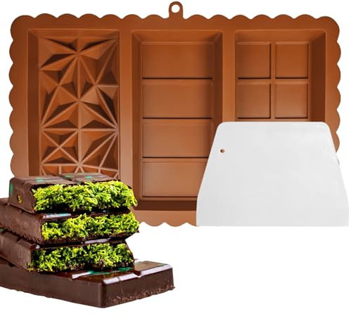 Yolistar Stampo Per Tavoletta Di Cioccolato In Silicone,Stampo Per Cioccolato Dubai,Stampi in Silicone per Cioccolato con Raschiatori,Senza BPA,Per Cioccolatini,Richiedi zucchero,torta,gelato