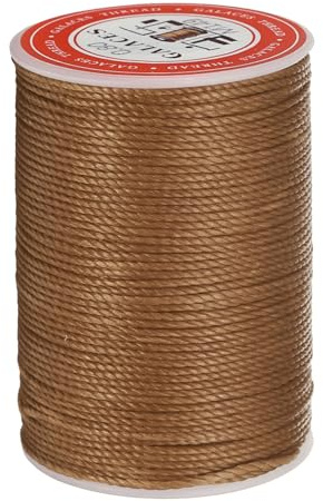 QUARKZMAN Gewachst Nähgarn für Nähmaschine 0,8mm x 55m, Runder Wachsfaden, Sattlergarn, Polyester Garn für Leder Nähen, Buchbinden, Reparatur, geflochtene Armbänder, Hellbraun