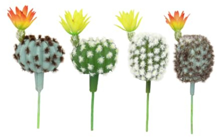 INOOMP 4 Piezas de Cactus Artificiales Pequeños de Plástico Realistas y Adorables para Decoración de Interiores y Paisajismo en Hábitats de Mascotas