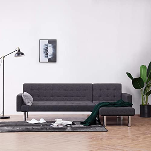 ChicAbode Schlafsofa Sofabett Gästesofa Schlafcouch Schlafsofa Bettsofa in L-Form Dunkelgrau Polyester