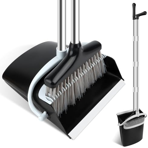 Besen und Kehrschaufel Set Aufrecht Besen und Schaufel mit Teleskopstiel, handfeger, kehrschaufel mit langem stiel kehrbesen mit Schaufel für Haushaltsreinigung Büro