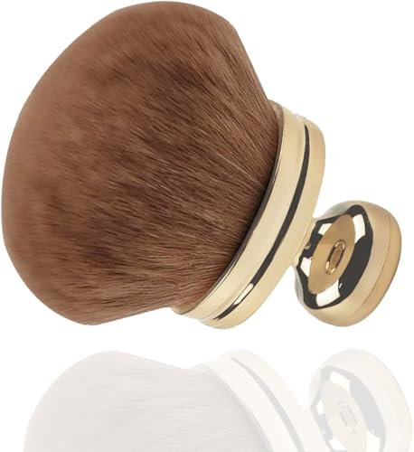 Flomiara Large Body Makeup Brush, Fake Tan Body Brush, Self Tanner Tan Back Applicator, Brushes for Bronzers Blend Self Tanning Applicator, Oval Face Leg Makeup(Gold Handle)