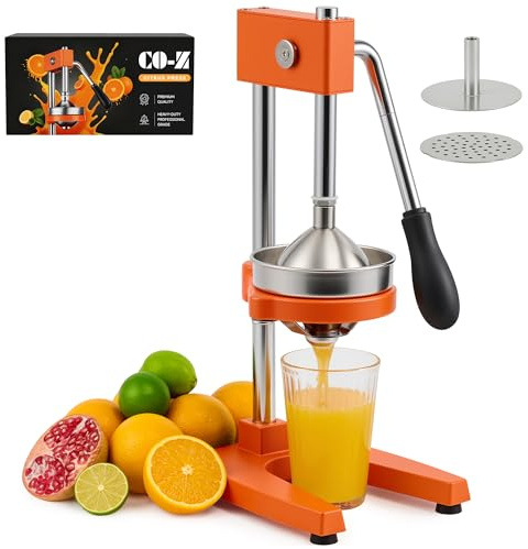 CO-Z Exprimidor Manual de Frutas Exprimidor Profesional de Acero Inoxidable para Limones, Naranjas, Pomelos, Granadas, Verduras y Otras Naranja
