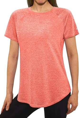 Gyabnw T Shirt Sportiva Donna con Dettagli Riflettenti | Girocollo, maniche corte, dettagli riflettenti, per corsa, ciclismo, trekking, yoga e fitness
