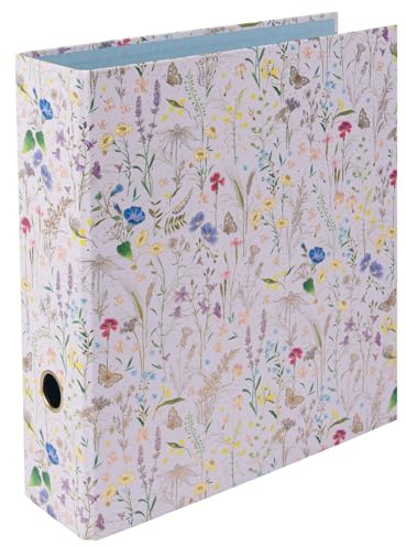 goldbuch 33 575 Ordner A4 Summer Meadow, Aktenordner 28,5 x 32 x 8 cm, Lila | 8 cm breiter Stehordner mit Kunstdruck Wildblumen-Muster und Goldprägung, lila Heftordner mit Hebelmechanik, für A4 Dokumente
