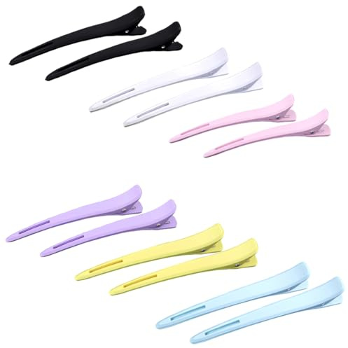 12 Pinzas de Peluquería Profesionales con Banda de Silicona Antideslizante, Fijación Sin Dejar Marcas para Peinado y Corte, No Tiran del Cabello, Adecuadas para Pelo Fino y Grueso