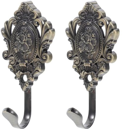 MOTHNUR 2 STÜCK Vintage Garderobenhaken aus Zinklegierung mit Relief design Robuste Wandhaken für Mäntel Handtücher Schlüssel und Schals Dekorativ für Flur und Wohnzimmer Antike Optik