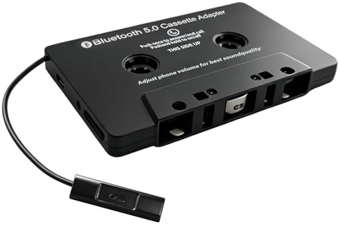 Syluxa Adaptateur Cassette Bluetooth 5.0 pour Voiture, Récepteur Audio sans Fil avec Microphone Intégré pour Appels Mains Libres, Compatible avec Téléphones Portables, Tablettes et Lecteurs MP3