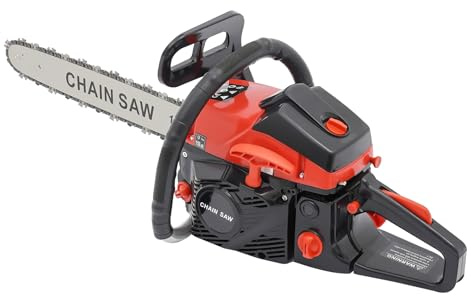 Gasoline Chainsaw 2.2Kw 58cc Chainsaw with Guide Bar Cover, Gloves, Funnel, Fuel Oil Mixing Bottle, Brake Baffle, 2800-11000rpm Petrol Chainsaw for Forest Harvesting, Cutting Wood