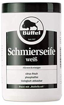 Büffel Schmierseife sparsam Kernseife Neutralseife feste Seife Werkstatt Universal für Fliesen und Fußböden Waschpaste biologisch abbaubar weiß 1kg