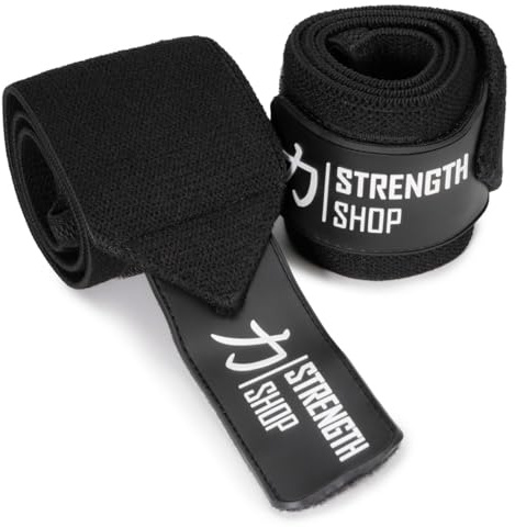 Strength Shop Wrist Wraps IPF Zertifiziert, Handgelenk Bandagen Gym, Powerlifting & Fitness, Wrist Straps mit Klettverschluss & Daumenschlaufe für Extreme Stabilität, & Schutz beim Training