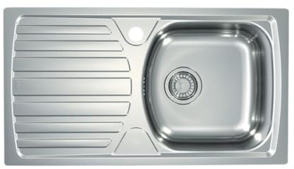 VBChome Edelstahlspüle 78 x 44 cm Leinenstruktur Spülbecken Einbauspüle Mit Hahnloch Abtropffläche Links Camping Küchenspüle Ablaufgarnitur fi114