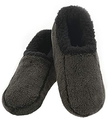 Snoozies Mens Two Tone Fleece Lined Slippers - Comfortable Slippers for Men - Black - Small