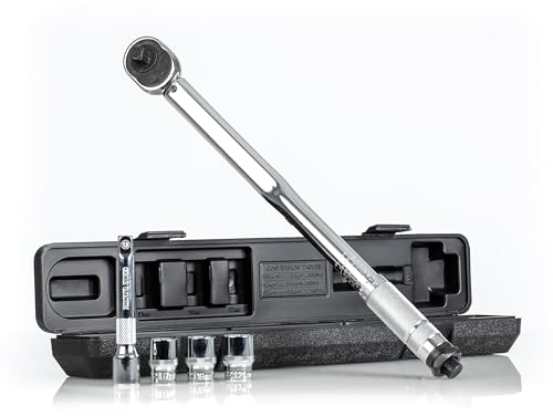 NTG Drehmomentschlüssel 1/2 Zoll 40-210 Nm inkl. 3 Stecknüsse 17 | 19 | 21mm + Verlängerung inkl. Koffer | sehr präzise und robust | Auto Motorrad