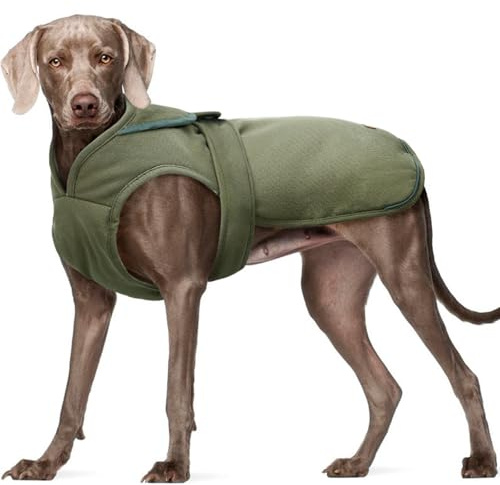 Kuoser Hundemantel Wasserdicht für große Hunde, Wintermantel Hund, Grün 2XL | Hundemantel Winter mit Reißverschluss, Klettverschluss & Reflektorstreifen, Hundejacke für kleine, mittelgroße & große Hunde